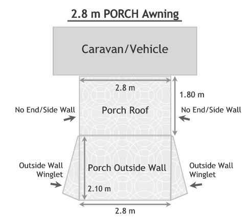 Convenient Doorway Porch Awning 2.8m 1 diagram 2.8m porch